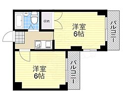 ノーブルハイツ山之内 2Kの間取図画像