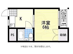 マンションいずみ 1Kの間取図画像