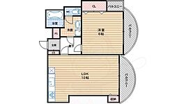 シャトー長居 1LDKの間取図画像