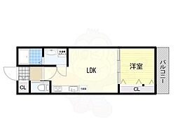 セレニティ照ヶ丘矢田B棟 1LDKの間取図画像