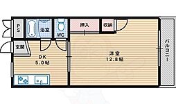 パレス帝塚山 1DKの間取図画像