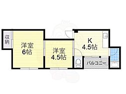 グランビルド長居 2Kの間取図画像