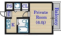MAXビルディング 1Kの間取図画像