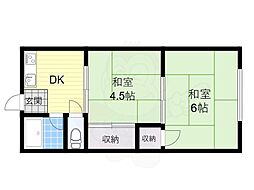 シャトレロジェ 4階2DKの間取り
