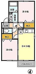 アスプロA 2DKの間取図画像