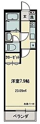 志幸31アンノン 1Kの間取図画像