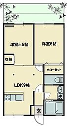 志幸39サフラン 2DKの間取図画像