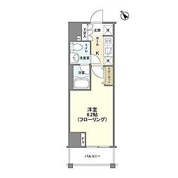 東京メトロ南北線 麻布十番駅 徒歩7分の賃貸マンション 2階1Kの間取り