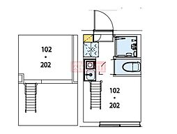 ＭＥＴＴＡ大崎 1階ワンルームの間取り