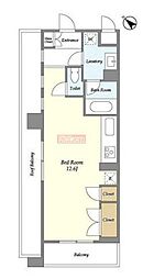 JR山手線 目黒駅 徒歩4分の賃貸マンション 3階ワンルームの間取り