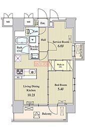 ザマグノリアガーデン恵比寿 5階1LDKの間取り