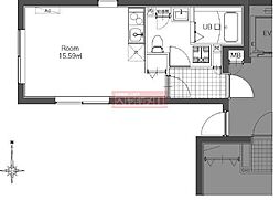 センターコート芝 5階ワンルームの間取り