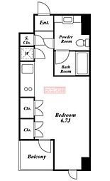 プレミアステージ三田慶大前 5階ワンルームの間取り