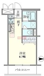 メゾンベール南麻布 1階ワンルームの間取り