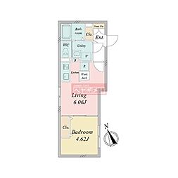 ＬｉｖｅＦｌａｔ不動前 4階1DKの間取り