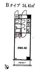 メゾンド島津山 6階1Kの間取り