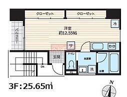SCENE.Meguro Sauna Residence ワンルームの間取図画像