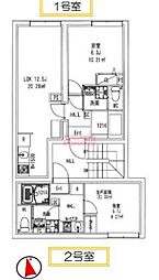 オーブリオン白金 1Kの間取図画像