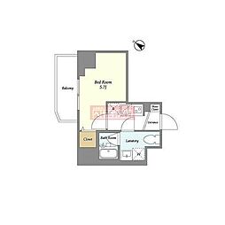 プライマル戸越銀座 1Kの間取図画像