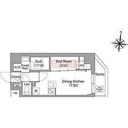 コンフォリア・リヴ大崎 1DKの間取図画像