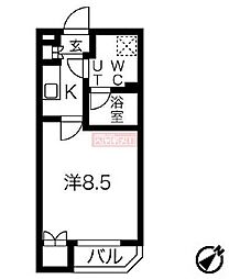 スパシエソリデ目黒 1Kの間取図画像