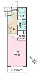 ベルフェリーク西小山 1Kの間取図画像