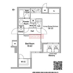 コンフォリア目黒長者丸 1LDKの間取図画像