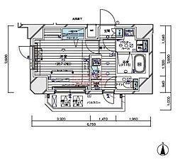 MAINSTAGE白金2 1Kの間取図画像
