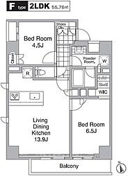 レジディア目黒4 2LDKの間取図画像