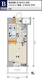 スカイコートルーベンス中目黒 1Kの間取図画像