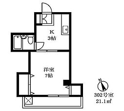S.Kフラット 1Kの間取図画像