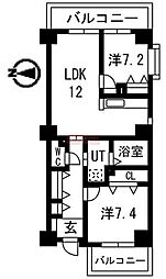 アクティ目黒駅前1号棟 2LDKの間取図画像