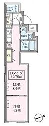スカイコートリュクス品川大崎 1LDKの間取図画像
