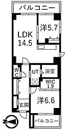 アクティ目黒駅前1号棟 2LDKの間取図画像