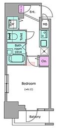 レジディア広尾2 1Kの間取図画像