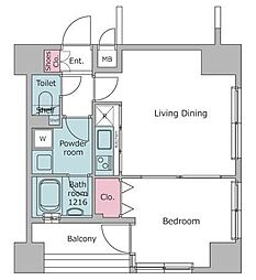 レジディア広尾南 1LDKの間取図画像