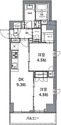 レジディア白金高輪2 2DKの間取図画像