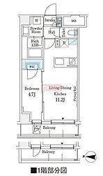 ラカーサ広尾 1LDKの間取図画像