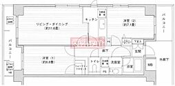 PRIMEURBAN目黒リバーフロント 2LDKの間取図画像