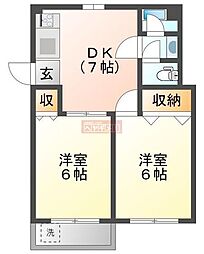 アパートメント麻布13 2DKの間取図画像