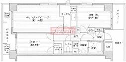 PRIMEURBAN目黒リバーフロント 2LDKの間取図画像