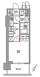 レキシントン・スクエア白金高輪 1Kの間取図画像