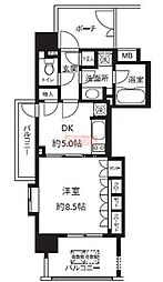 ライオンズシティ白金高輪 1DKの間取図画像