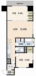 ハイツ魚籃坂 2LDKの間取図画像