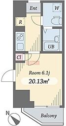 ダイヤモンドタワー西小山 1Kの間取図画像
