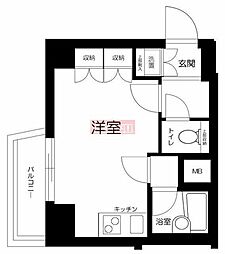 ルーブル渋谷初台弐番館 ワンルームの間取図画像