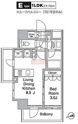 レジディア目黒4 1LDKの間取図画像