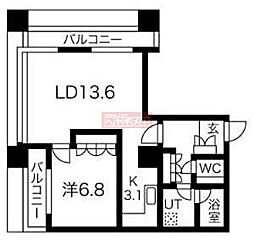 グランパークハイツ 1LDKの間取図画像