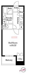 ボヌール麻布十番 1Kの間取図画像