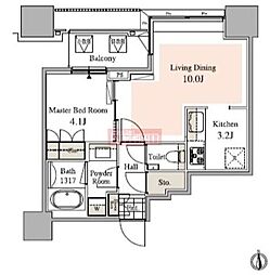 タワーコート北品川 1LDKの間取図画像